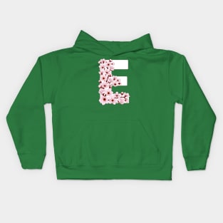 Colorful capital letter E patterned with sakura twig Kids Hoodie